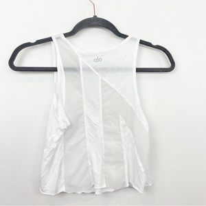 Alo Yoga White Mesh Cropped Tank Top Size Small